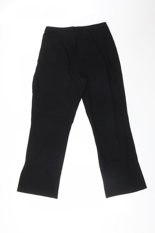 M&S Womens Black Viscose Trousers Size 14 L26 in Regular