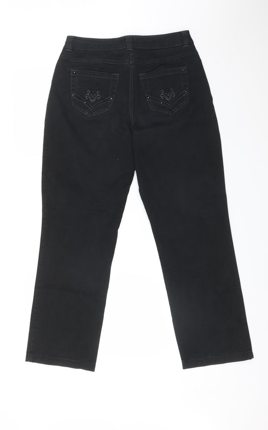 Your Sixth Sense Womens Black Cotton Straight Jeans Size 12 L27 in Regular