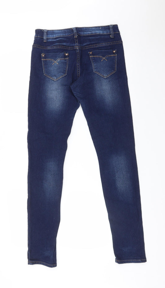 HOT BOTTOM Womens Blue Cotton Skinny Jeans Size L L31 in Regular
