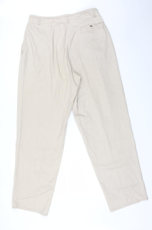 MDNTI Womens Beige Cotton Chino Trousers Size 32 L32 in Regular