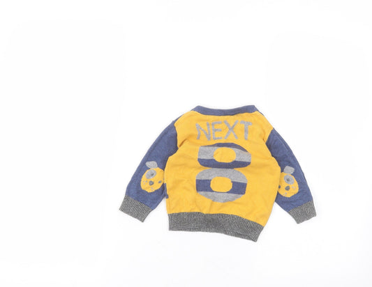 NEXT Baby Yellow Cotton Pullover Jumper Size 6-9 Months