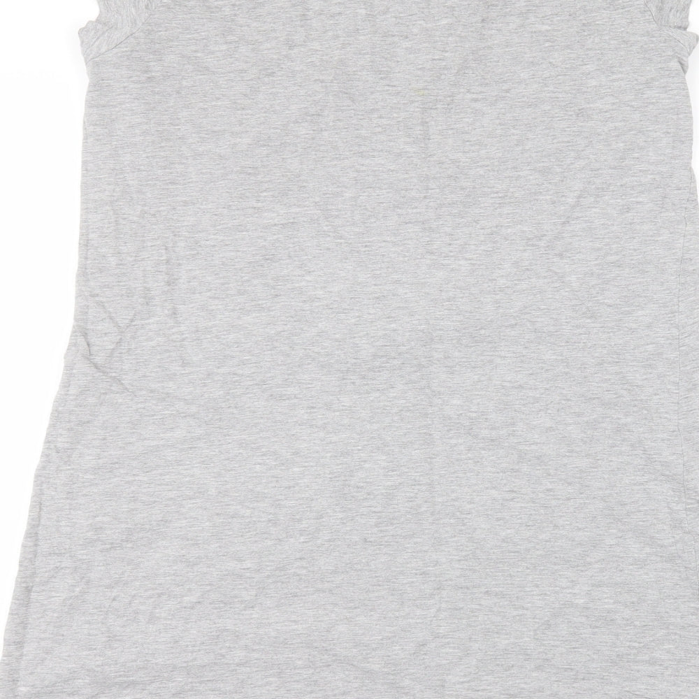 Preworn Womens Grey Cotton Basic T-Shirt Size 12 Round Neck