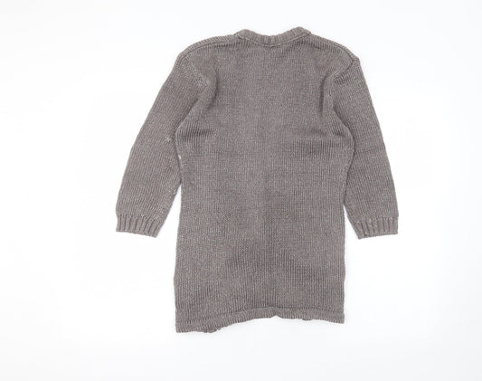 Papaya Womens Grey V-Neck Acrylic Cardigan Jumper Size 10