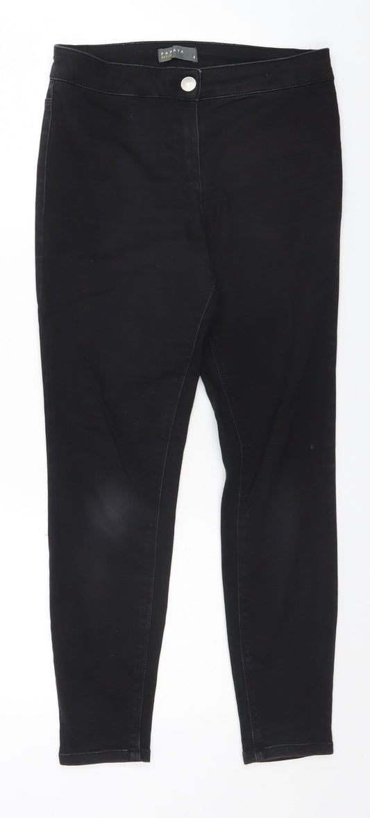 Papaya Womens Black Cotton Jegging Leggings Size 8 L25 in