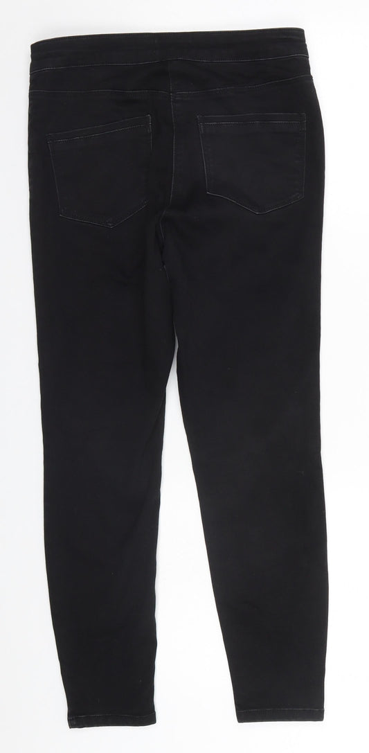Papaya Womens Black Cotton Skinny Jeans Size 10 L24 in Regular