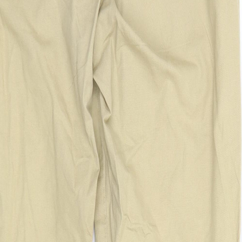 Marks and Spencer Womens Green Cotton Trousers Size 12 L26 in Regular