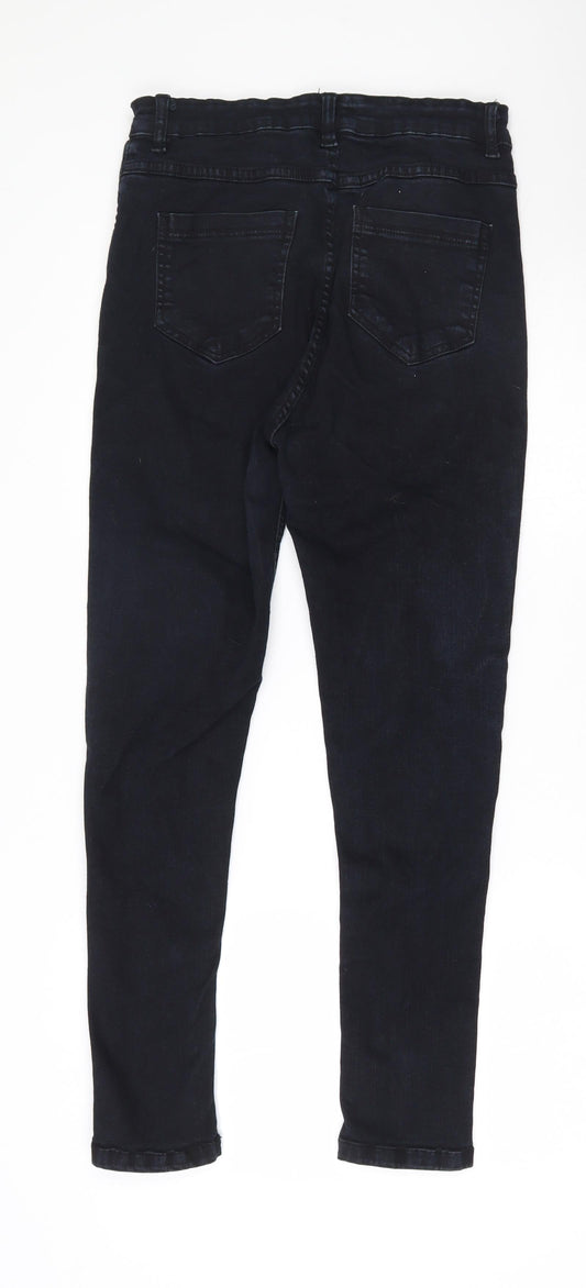 Boohoo Womens Blue Cotton Skinny Jeans Size 12 L26 in Regular Zip