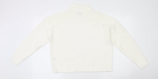 Peacocks Womens Beige High Neck Acrylic Henley Jumper Size S