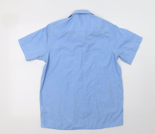 M&S Boys Blue Polyester Basic Button-Up Size 15-16 Years Collared