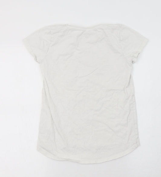 Nutmeg Girls White Cotton Basic T-Shirt Size 12 Years Crew Neck - Unicorn