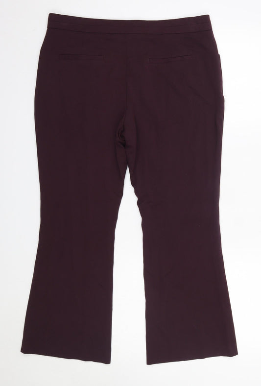 M&S Womens Purple Viscose Dress Pants Trousers Size 14 L25 in Regular