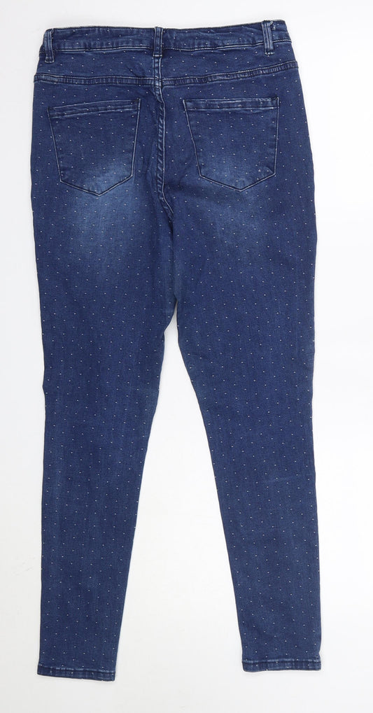 Nutmeg Womens Blue Cotton Skinny Jeans Size 12 L27 in Regular