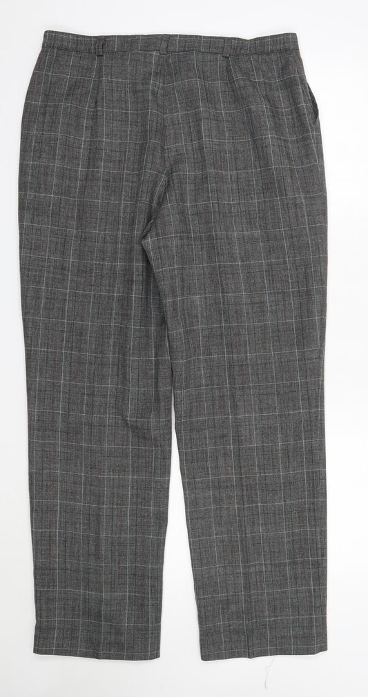 Classic Line Womens Grey Check Polyester Dress Pants Trousers Size 34 in L29 in Regular