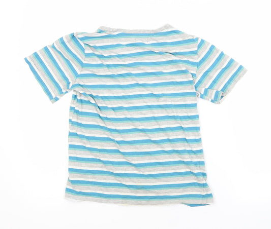 Lily & Dan Boys Multicoloured Striped Cotton Basic T-Shirt Size 11-12 Years Crew Neck