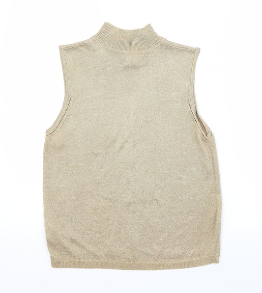 NEXT Womens Gold Round Neck Viscose Vest Jumper Size 14