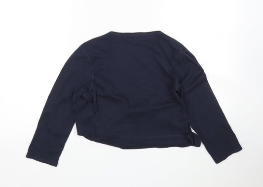 M&S Womens Blue V-Neck Cotton Cardigan Jumper Size 10