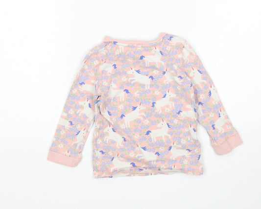 M&S Girls Multicoloured Floral Cotton Pyjama Top Size 18-24 Months - Unicorn