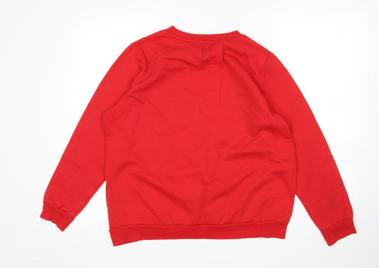 Pep&Co Womens Red Round Neck Cotton Pullover Jumper Size M - Christmas