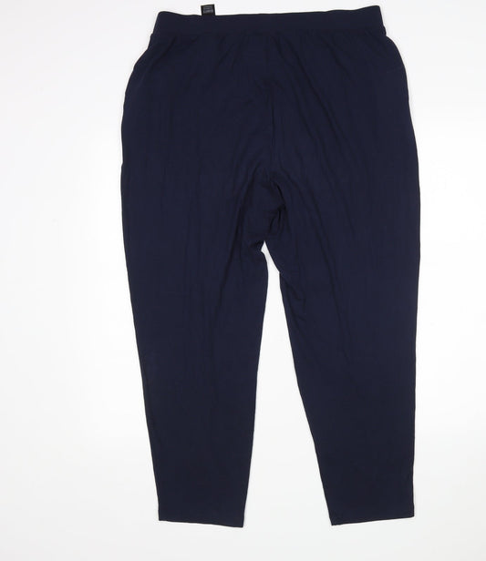 M&S Womens Blue Viscose Sweatpants Trousers Size 16 L25 in Regular