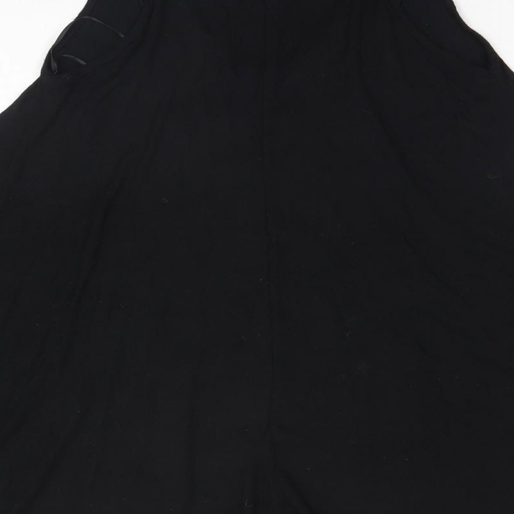 Ribbon Womens Black Viscose Basic Blouse Size 8 Round Neck