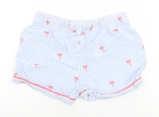 Marks and Spencer Girls Blue Striped Viscose Sailor Shorts Size 9-10 Years Regular