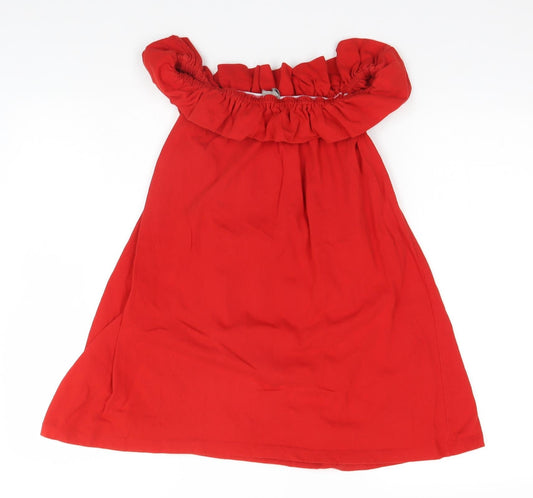 ASOS Womens Red Cotton A-Line Size 8 Round Neck