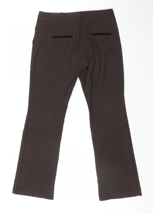 NEXT Womens Brown Polyester Trousers Size 8 L28 in Regular