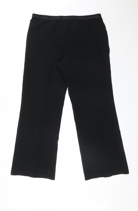 M&S Womens Black Polyester Trousers Size 14 L28 in Regular