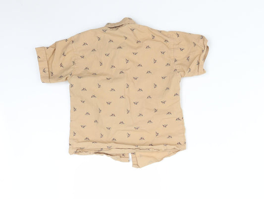 TITANIC Boys Beige Floral Basic Button-Up Size 4 Years Collared