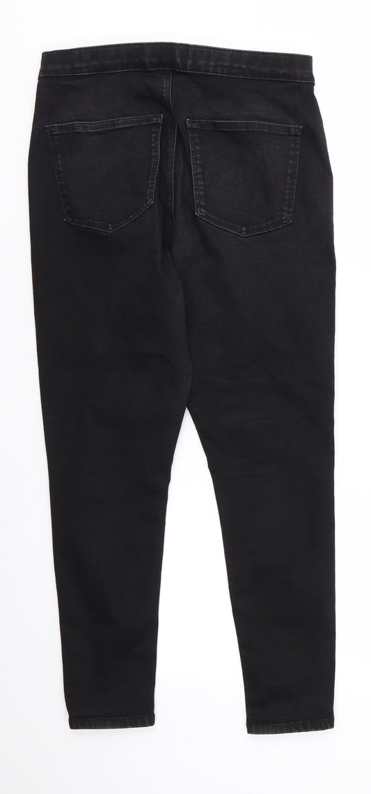 Topshop Mens Black Cotton Skinny Jeans Size 34 in L25 in Regular - Cropped