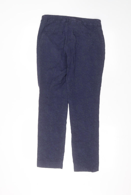 The White Stuff Womens Blue Cotton Trousers Size 10 L25 in Regular