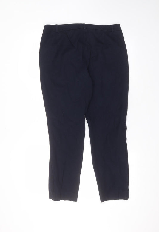 Marks and Spencer Womens Blue Viscose Trousers Size 14 L24 in Regular