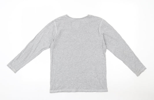 Tokyo Laundry Co Boys Grey Cotton Basic T-Shirt Size 11-12 Years Round Neck Pullover - Badge Detail