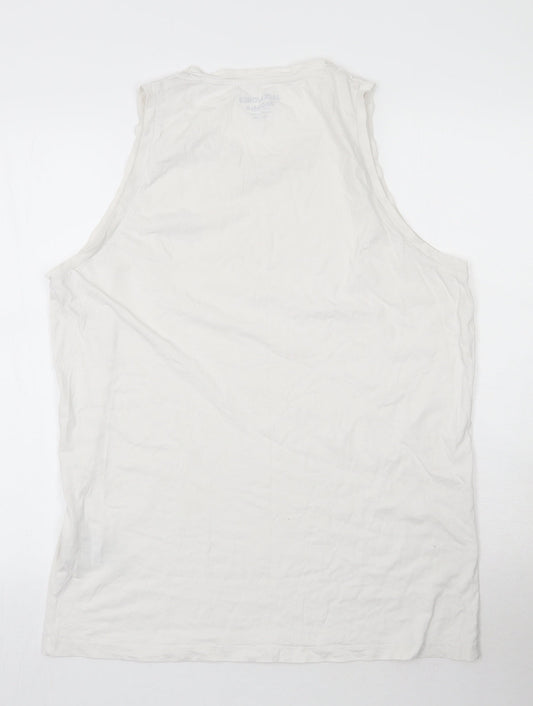 Jacks & Jones Mens White Cotton T-Shirt Round Neck - Tank