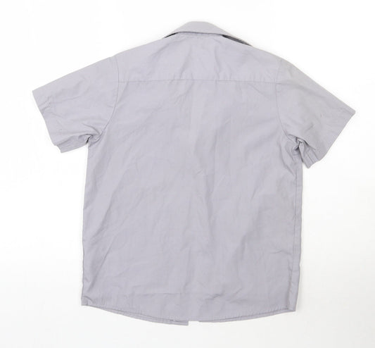 George Boys Grey Polyester Basic Button-Up Size 7-8 Years Collared Button