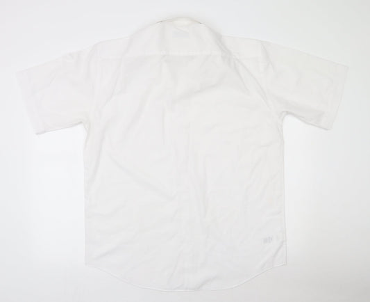 Marks and Spencer Womens White Polyester Basic Button-Up Size 16 Collared