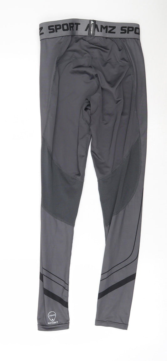 AMZSport Womens Grey Polyester Jogger Leggings Size S L26 in Regular Pullover