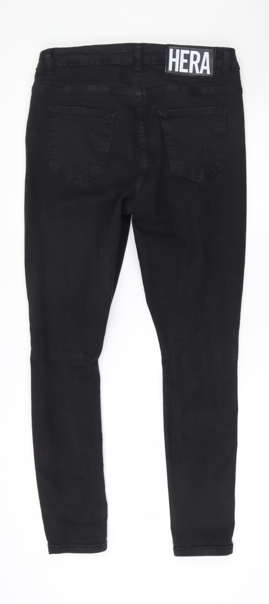 Hera Womens Black Cotton Skinny Jeans Size S L28 in Regular Zip