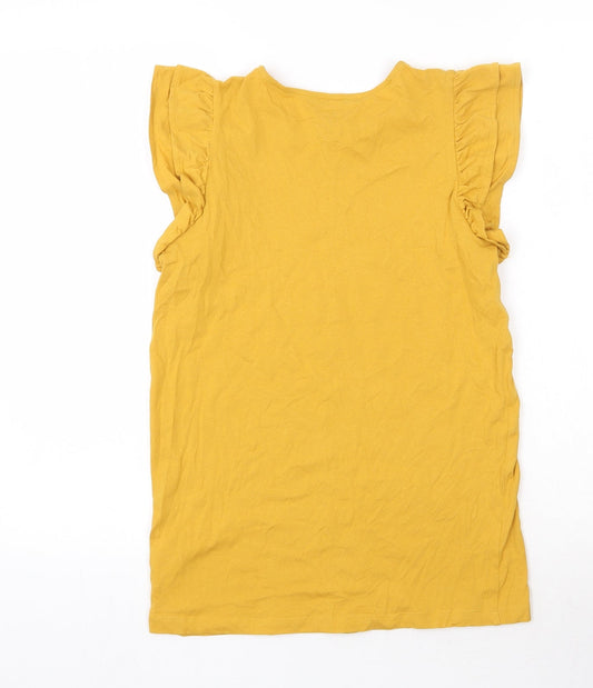 New Look Womens Yellow 100% Cotton Basic Tank Size 6 Round Neck