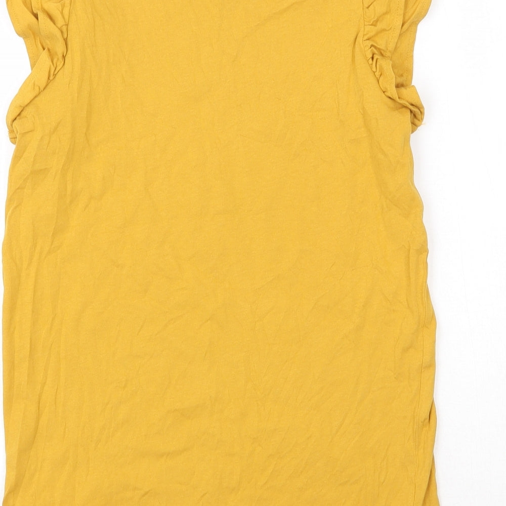 New Look Womens Yellow 100% Cotton Basic Tank Size 6 Round Neck