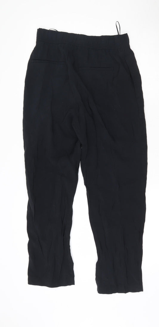 Zara Womens Black Modal Trousers Size S L25 in Regular Drawstring