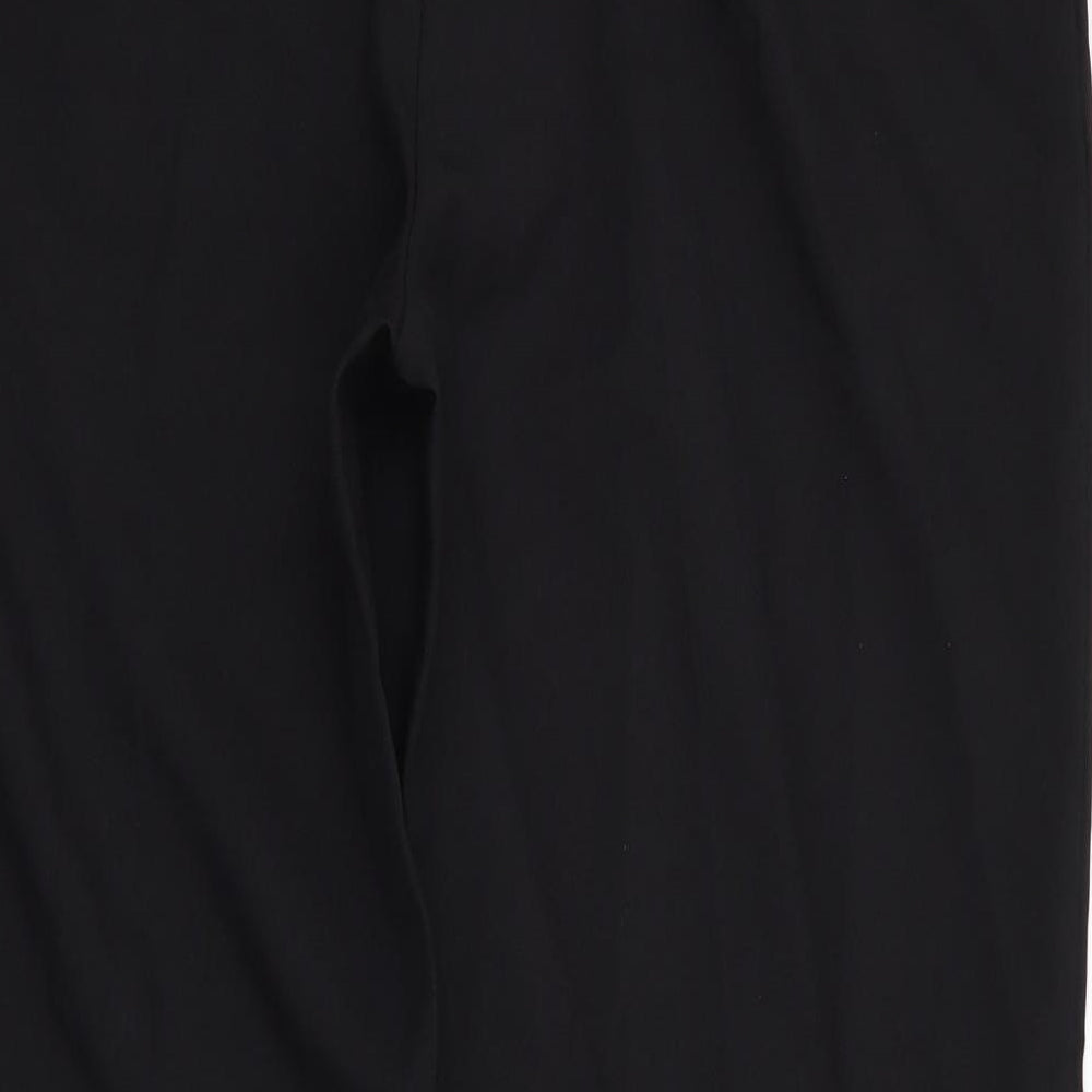 Papaya Womens Black Polyester Trousers Size 16 L29 in Regular - Wide Legged
