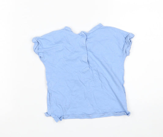 NEXT Boys Blue Cotton Basic T-Shirt Size 6-9 Months Round Neck