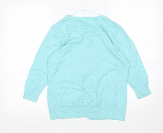 Sky Designs Womens Green Round Neck Viscose Cardigan Jumper Size M