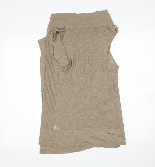 River Island Womens Brown V-Neck Acrylic Wrap Jumper Size 12