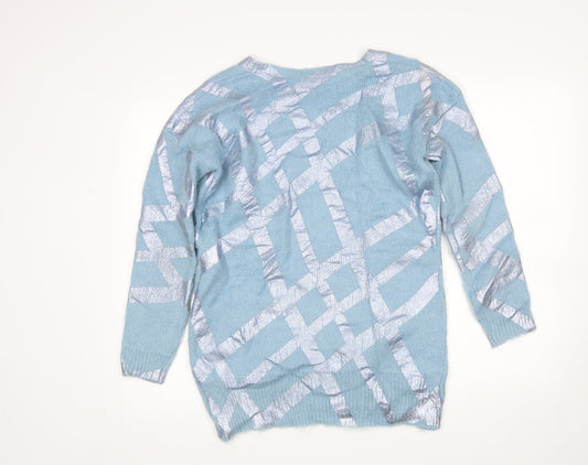 ASOS Womens Blue V-Neck Acrylic Pullover Jumper Size 6