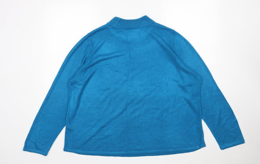 BM Womens Blue Mock Neck Acrylic Pullover Jumper Size XL