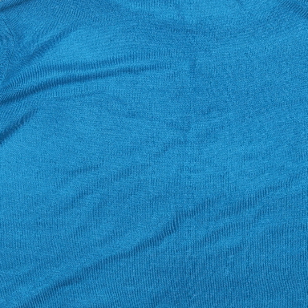 BM Womens Blue Mock Neck Acrylic Pullover Jumper Size XL
