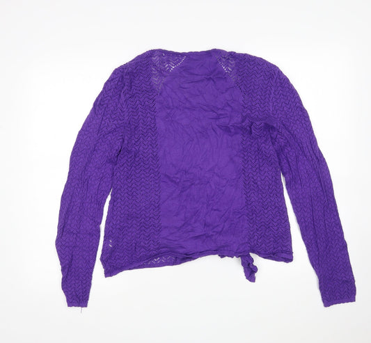 BM Womens Purple V-Neck Cotton Cardigan Jumper Size M