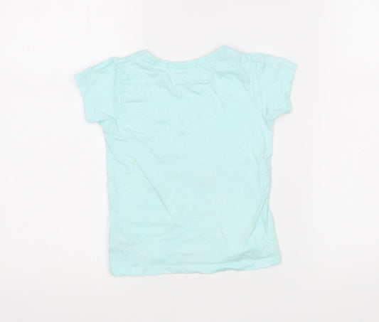 Primark Girls Green Cotton Basic T-Shirt Size 12-18 Months Round Neck